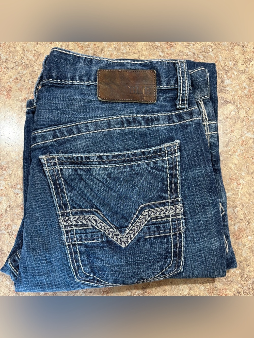 BKE Men’s Blue Slim Jeans with Contrast Stitching
